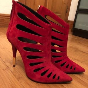 Giuseppe Zanotti Vero Cuoio Suede Red Heel